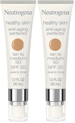 Neutrogena Healthy Skin Anti-Aging Perfector Tinted Facial Moisturizer and Retinol Treatment with Broad Spectrum SPF 20 Sunscreen with Titanium Dioxide, 50 Tan to Medium, 1 fl. oz (Pack of 2)