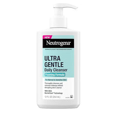 Neutrogena Ultra Gentle Foaming Facial Cleanser, Foaming Face Wash for Sensitive Skin, Gently Cleanses Away Dirt, Oil & Makeup Without Over Drying, Fragrance-Free, 12 fl. oz
