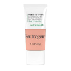 Neutrogena Clear Coverage Flawless Matte CC Cream, Full-Coverage Color Correcting Cream Face Makeup with Niacinamide (b3), Hypoallergenic, Oil Free &-Fragrance Free, Apricot, 1 oz