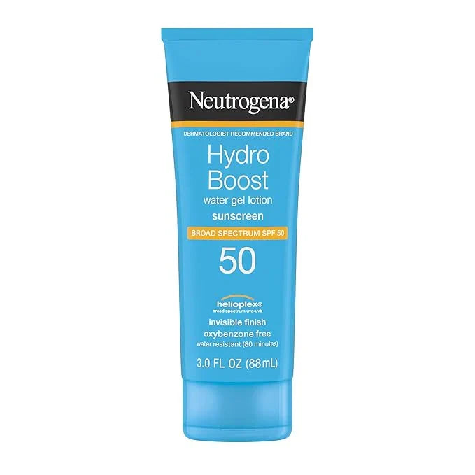 Neutrogena Hydro Boost Moisturizing Water Gel Sunscreen Lotion with Broad Spectrum SPF 50, Water-Resistant & Non-Greasy Hydrating Sunscreen Lotion, Oil-Free, 3 fl. oz