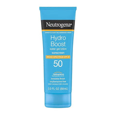 Neutrogena Hydro Boost Moisturizing Water Gel Sunscreen Lotion with Broad Spectrum SPF 50, Water-Resistant & Non-Greasy Hydrating Sunscreen Lotion, Oil-Free, 3 fl. oz