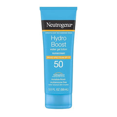Neutrogena Hydro Boost Water Gel Sunscreen SPF 50, Oil‑Free Hydrating & Water‑Resistant Face & Body Sunscreen Lotion, Non‑Greasy, Broad Spectrum, Lightweight Moisturizer, 3 fl oz, Pack of 3