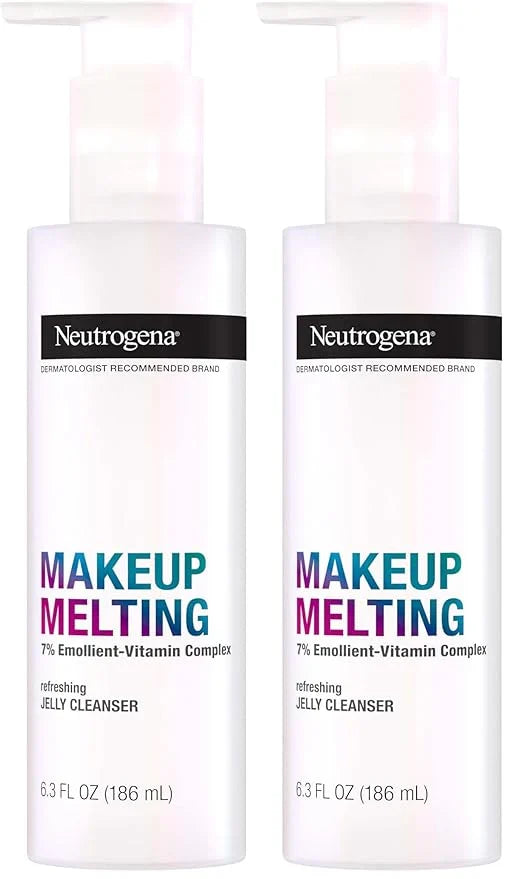 Neutrogena Makeup Melting Refreshing Jelly Cleanser, 7% Emollient-Vitamin Complex, Gentle Face & Eye Makeup Remover to Melt Stubborn Makeup, Cleanse & Condition Skin, Oil-Free, 6.3 fl. oz (Pack of 2)