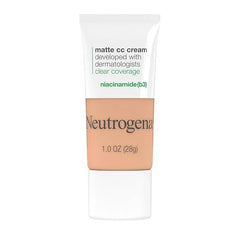 Neutrogena Clear Coverage Flawless Matte CC Cream, Full-Coverage Color Correcting Cream Face Makeup with Niacinamide (b3), Hypoallergenic, Oil Free & Fragrance Free, Sand, 1 oz