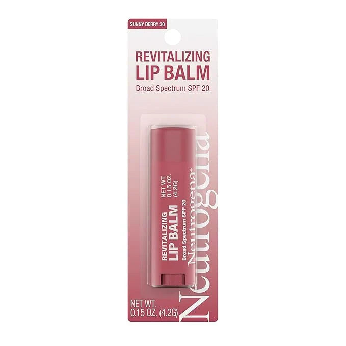 Neutrogena Revitalizing Tinted Lip Balm Broad Spectrum SPF 20 Sunscreen, Moisturizing Lip Balm with a Sheer Tint for Softer, Smoother, Healthier-Looking Lips, Sheer Sunny Berry 30, .15 oz