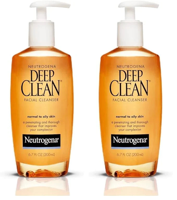 Neutrogena Deep Clean Daily Facial Cleanser with Beta Hydroxy Acid for Normal to Oily Skin,Alcohol-Free,Oil-Free & Non-Comedogenic,6.7 fl. oz,(Pack of 2)