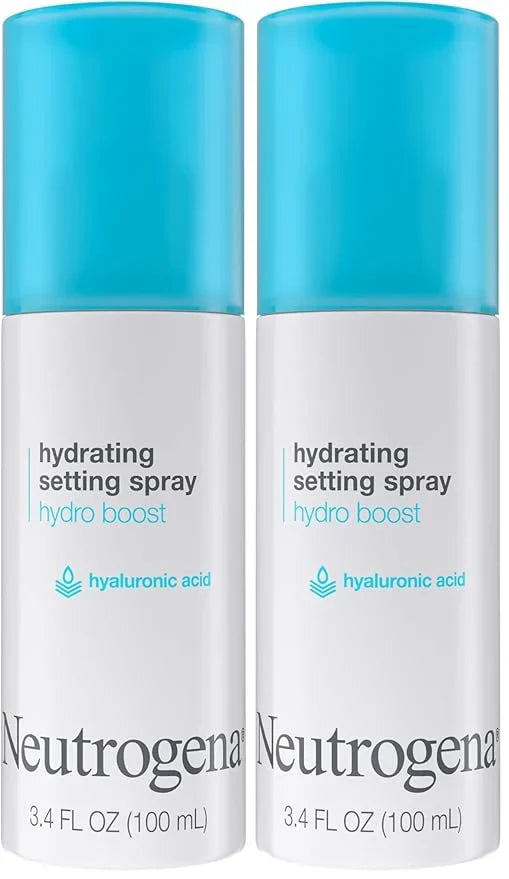 Neutrogena Hydro Boost Hydrating Makeup Setting Spray with Hyaluronic Acid,Setting Spray for Smooth,Dewy Skin,Fragrance Free,Non-Comedogenic & Hypoallergenic,3.4 fl. oz,(Pack of 2)
