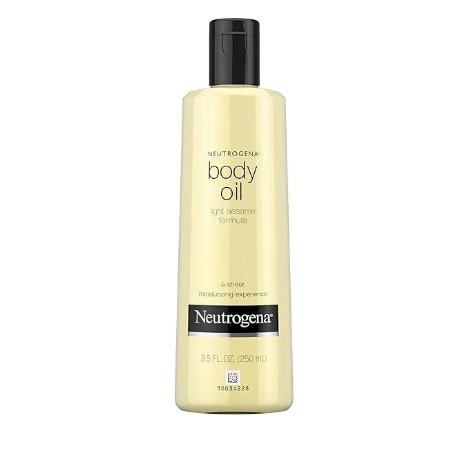 Neutrogena Body Oil Light Sesame Formula, 8.5 fl oz, Radiant Glow Moisturizer for Dry Skin, Bath & Shower Oil For Smooth and Hydrated Skin