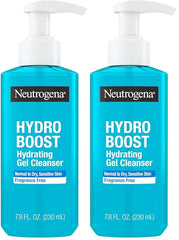 Neutrogena Hydro Boost Face Wash,Fragrance Free,Hydrating Facial Cleanser with Hyaluronic Acid,Daily Foaming Face Wash & Makeup Remover,Hypoallergenic Gel Cleanser,7.8 fl. oz,(Pack of 2)