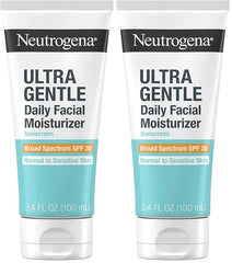 Neutrogena Ultra Gentle Daily Facial Moisturizer with SPF 30 Sunscreen with CICA,Lightweight Face Lotion-with Broad Spectrum SPF 30 for Normal to Sensitive Skin,Fragrance-Free,3.4 fl. oz,(Pack of 2)