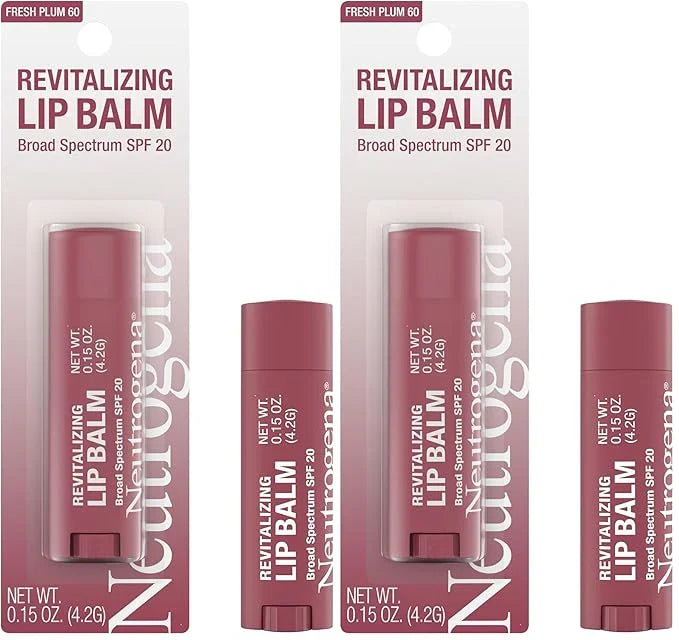 Neutrogena Revitalizing Tinted Lip Balm with SPF 20, Hydrating Tinted Lip Care with Sunscreen, Moisturizing Sheer Tint for Softer, Healthier-Looking Lips, Sheer Fresh Plum 60, 0.15 oz (Pack of 2)
