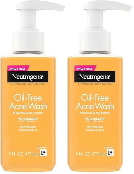 Neutrogena Oil-Free Acne Face Wash, Breakout Prone Skin Facial Cleanser with 2% Salicylic Acid Acne Treatment for Face, 6 fl. oz (Pack of 2)