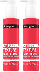 Neutrogena Stubborn Texture Daily Acne Facial Cleanser,Salicylic Acid Face Wash + Glycolic & Polyhydroxy Acids,Fragrance-Free,6.3 fl. oz,(Pack of 2)