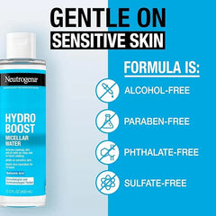 Neutrogena Hydro Boost Micellar Water with Hyaluronic Acid, Micellar Cleansing Water for Sensitive Skin, Removes Makeup, Dirt & Oil, Alcohol-Free, 13.5 fl oz