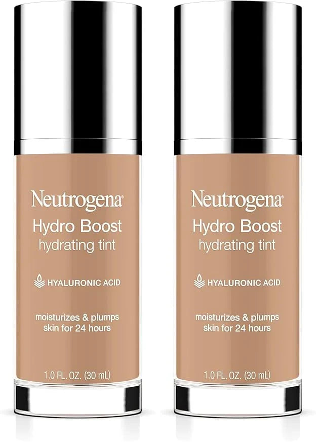 Neutrogena Hydro Boost Hydrating Tint with Hyaluronic Acid, Lightweight Water Gel Formula, Moisturizing, Oil-Free & Non-Comedogenic Liquid Foundation Makeup, 40 Nude Color, 1.0 fl. oz (Pack of 2)