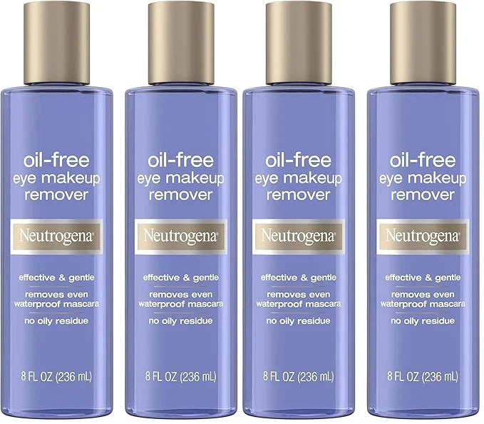 Neutrogena Oil-Free Eye Makeup Remover & Cleanser,Gentle & Non-Greasy Makeup Remover for Waterproof Mascara,8 fl. Oz,(Pack of 4)