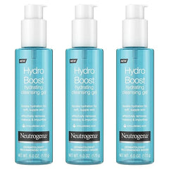Neutrogena Hydro Boost Lightweight Hydrating Facial Cleansing Gel, Gentle Face Wash & Makeup Remover with Hyaluronic Acid, Hypoallergenic & Non Comedogenic, 6 oz, Pack of 3